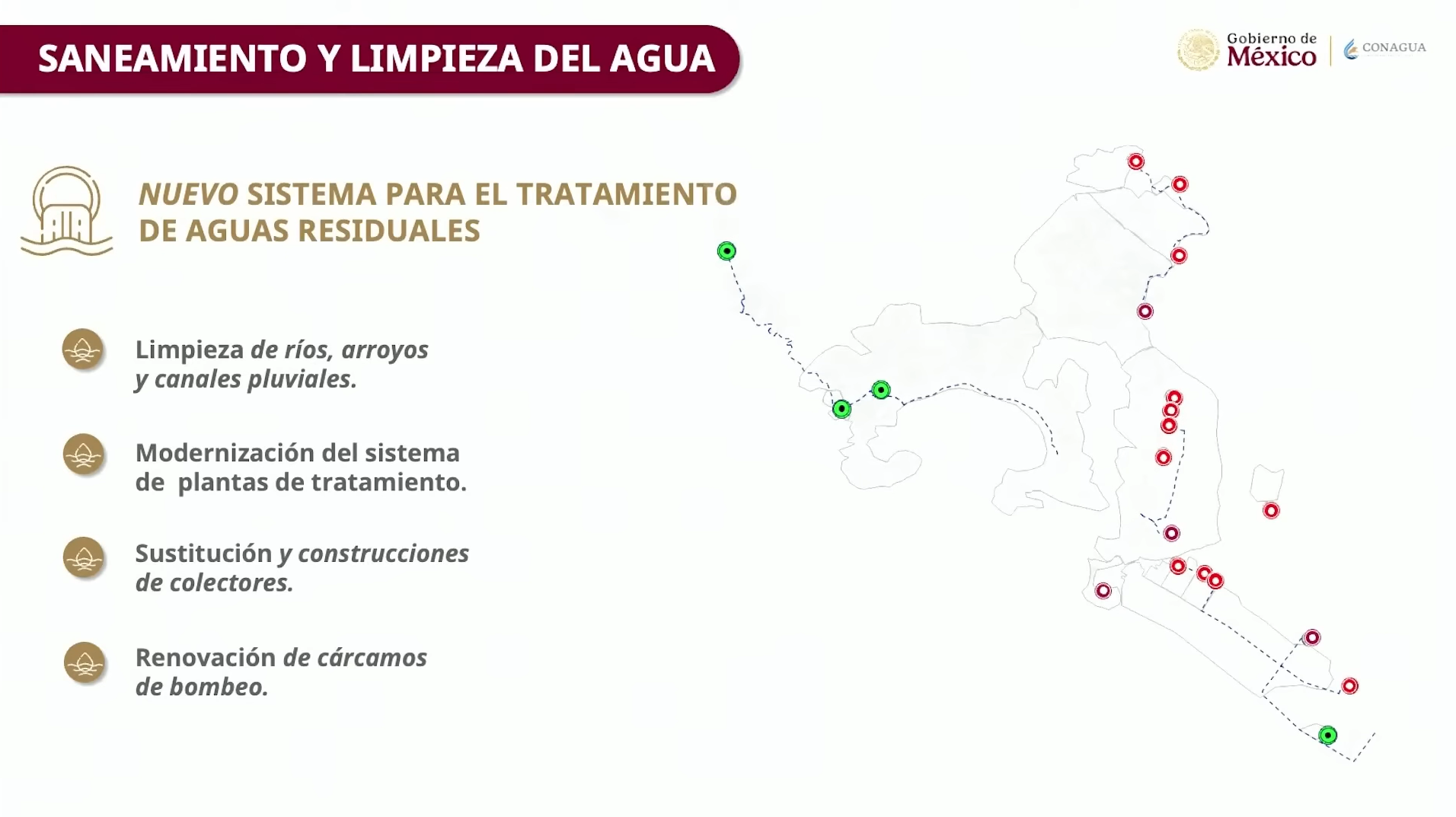 Diapositiva con avances de Saneamiento y limpieza del programa Acapulco se transforma contigo.